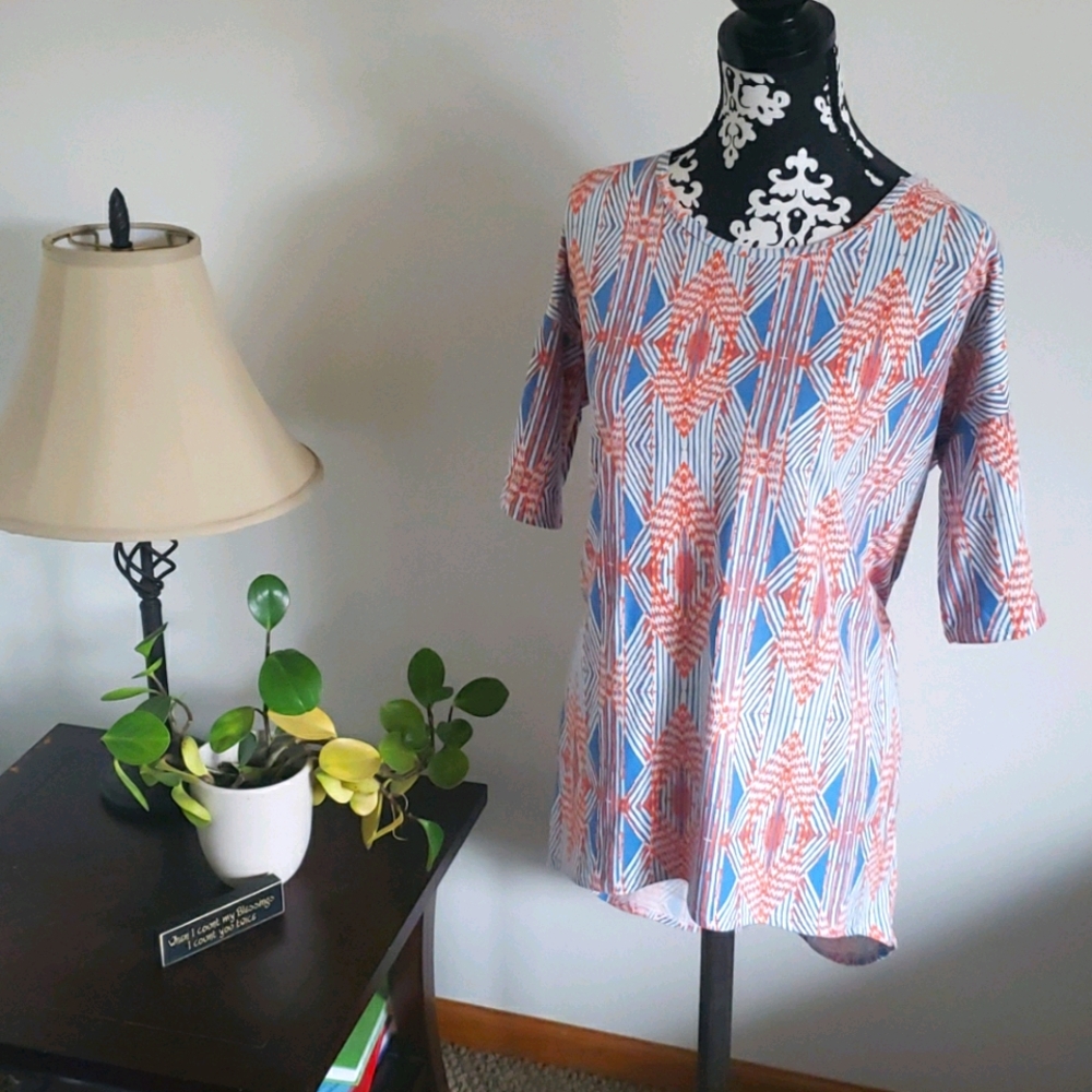 THIS WEEK ONLY SALE! Blue, orange and white geometric Irma LLR
